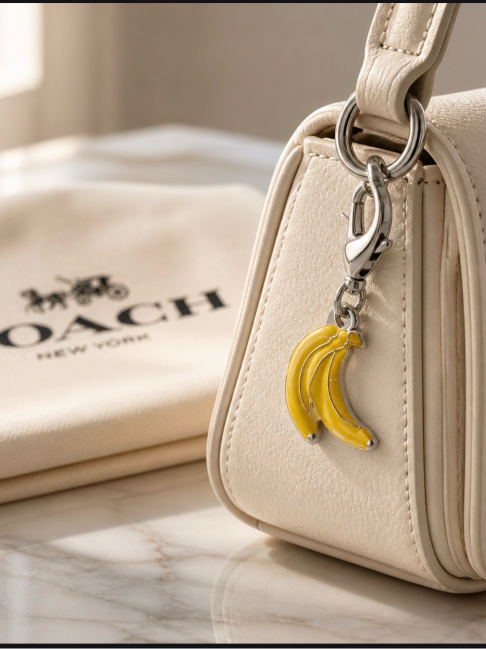 Coach Yellow Banana Charm Keychain NWOT